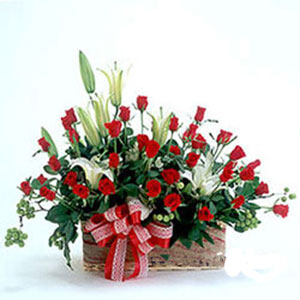 roses and lily basket